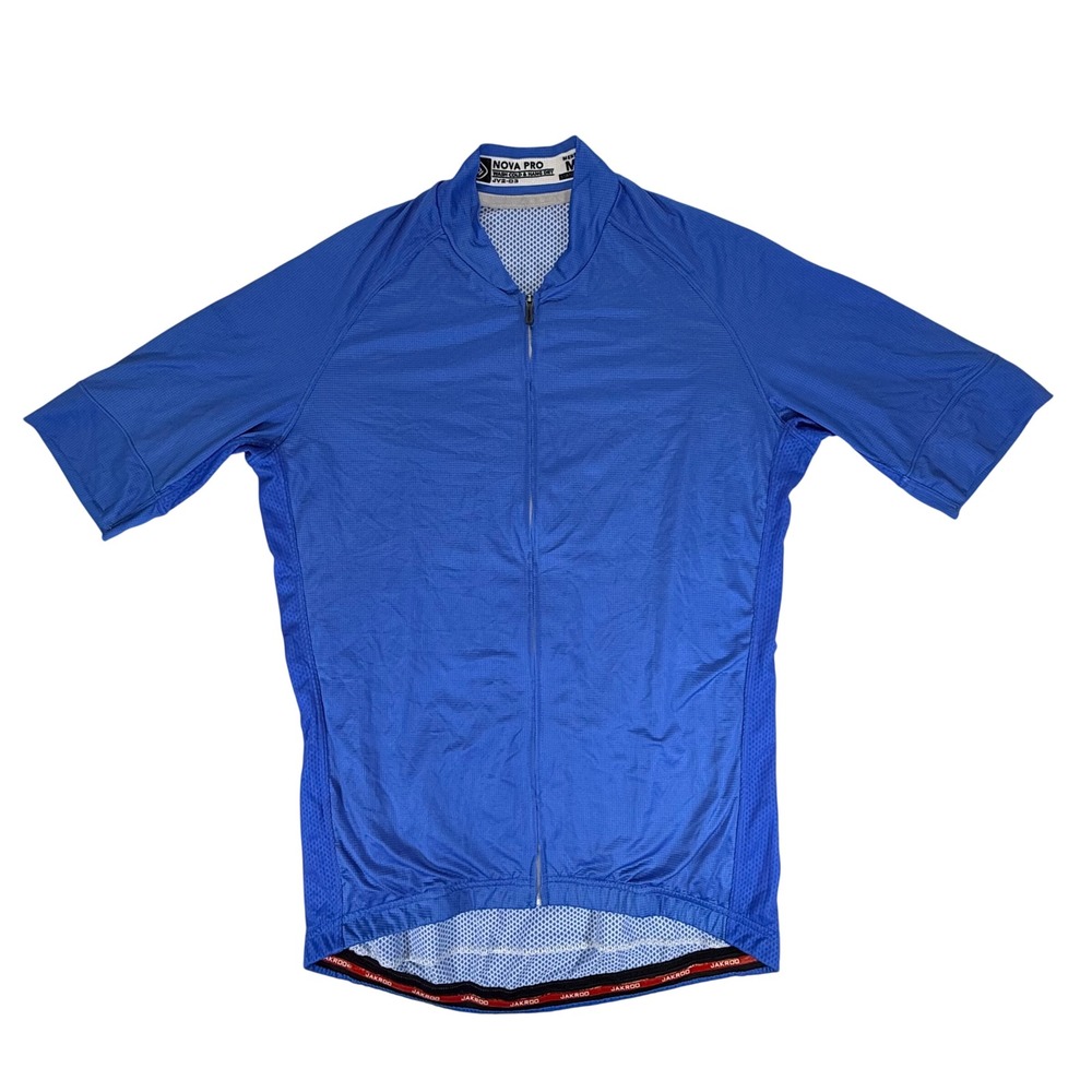 Jakroo Nova Pro Mens Blue Short Sleeve Cycling Jersey JV2-03 Full Zip Medium